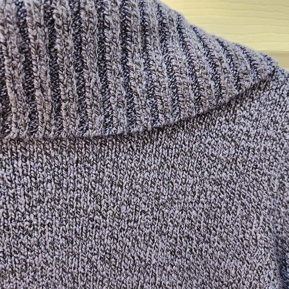 Karen Scott Women's Petite S Purple/Blue Heathered Sweater 4 Buttons Wide Collar - Picture 6 of 9